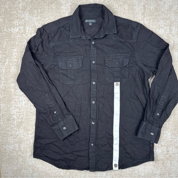 INC International Concepts Mens L Black Long Sleeve Button Down Shirt - Picture 1 of 8